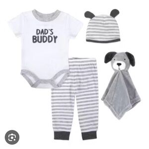 Baby Essentials- Gray and White Outfit Set, 4 pieces